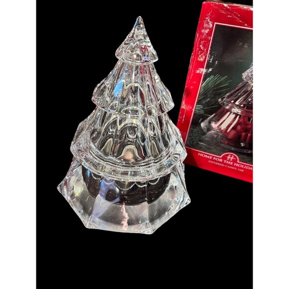 Royal Limited Crystal Clear Christmas Tree Covered Dish 24% Leaded 1999 RARE - Picture 3 of 12